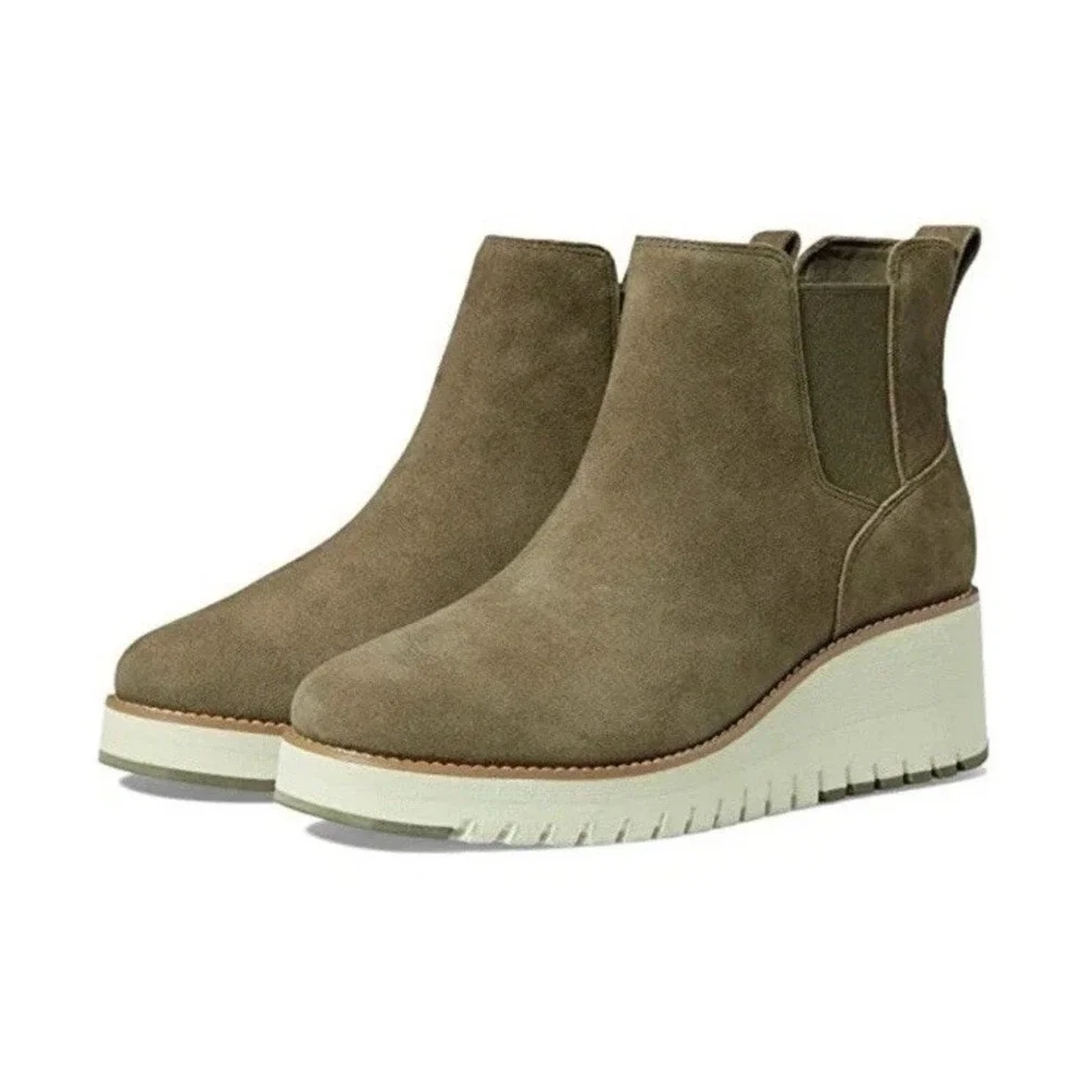 Cole Haan‎ Womens Casual Zerogrand City Wedge Boots Stone Grey Size 5 New